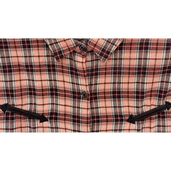 Maison Scotch Western Shirt Womens 3 Mixed Plaid Smiley Pockets Studded US 8 - Picture 3 of 15